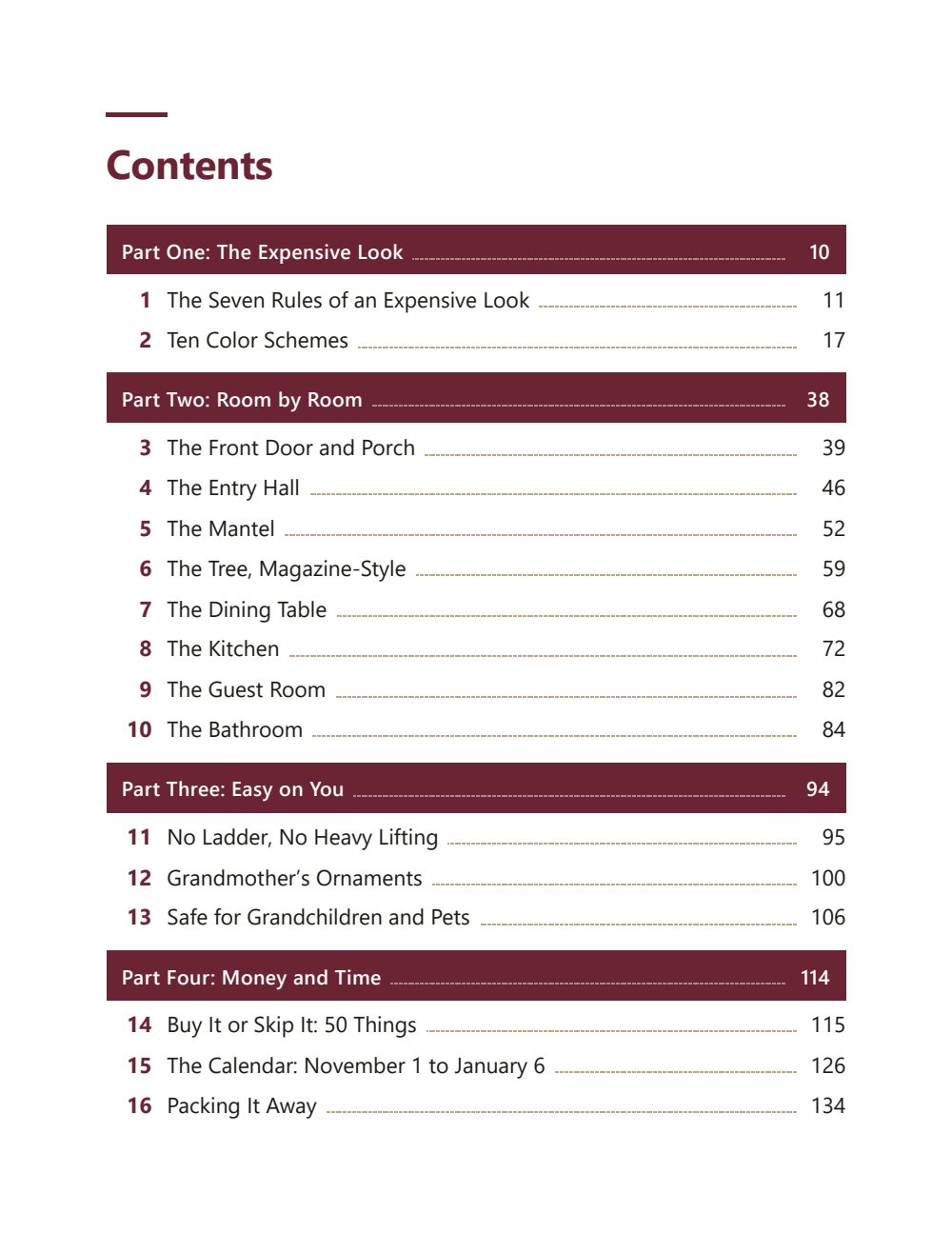 The contents page